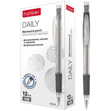 Карандаш механический Hatber 0,5мм с ластиком Daily 12шт. в картонной коробке